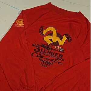 Vtg 1985 Three Legged Willie Distance Race R Crumb Style T Shirt L Round Rock TX